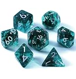 Ocean Moss Dice Set for DND - Unique Aquamarine Ocean Moss for D&D - Detailed Stunning Textured Resin Polyhedral Set for Dungeons and Dragons Dice, Role Playing Games (RPG) with Natural Distribution