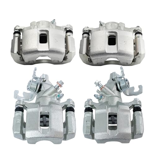 Image of TRQ Front and Rear Brake Caliper Set Zinc Coated Brackets Compatible with 2004-2008 Acura TSX 2003-2007 Honda Accord