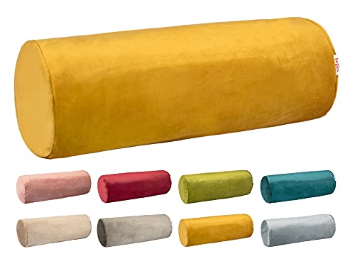 beties Samt&Sonders Nackenrollenbezug ca. 15x40 cm Nackenrollenhülle Samtkissen Dekokissen aus einem Deutschen Unternehmen in hochwertiger Qualität (Curry-senf) Cover