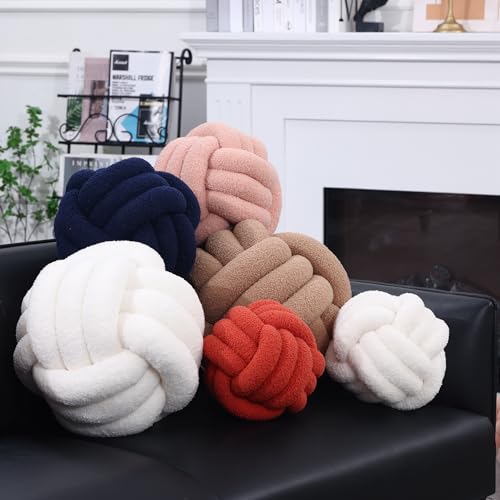 Petrella Knot Pillow Ball Round Throw Pillows Home Decor Cushion Decorative Aesthetic Throw Pillows,Lambswool Khaki 11inch