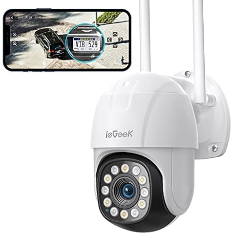 【4X Optical Zoom】ieGeek 360° Security Camera Outdoor, Auto Tracking CCTV Camera Systems with Color Night Vision, 1080P WiFi Wireless PTZ Home Security Camera, Human Motion Detection, Voice Intercom Cover