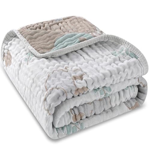 Image of HardNok Ultra Soft Muslin Baby Blanket, A Versatile Swaddle and Bed Blanket for Babies, Toddlers, Boys, and Girls (Forest Elephant 1 Pack).