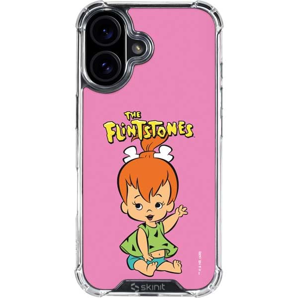 Skinit Clear Phone Case Compatible with iPhone 16 - Officially Licensed The Flinstones Pebbles Flintstone Design
