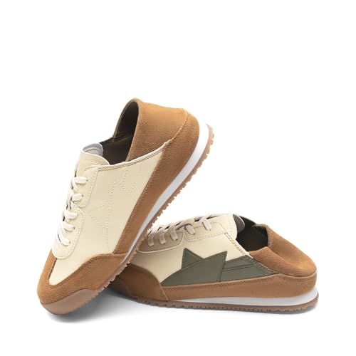 DREAM PAIRS Boys Girls Sneakers Foldable Back Retro Classic Casual Tennis Lightweight Breathable Walking Shoes for Little/Big Kid 2 Little Kid Brown/Beige