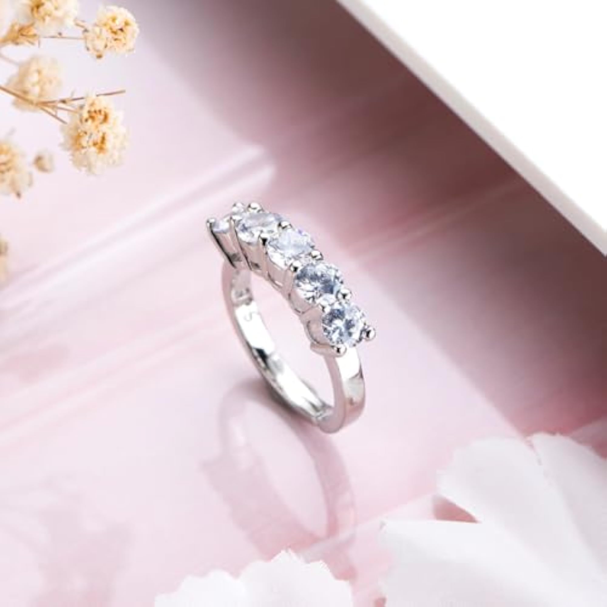 Women's 925 Sterling Silver Rhodium Plated Adjustable Ring, Elegant Design