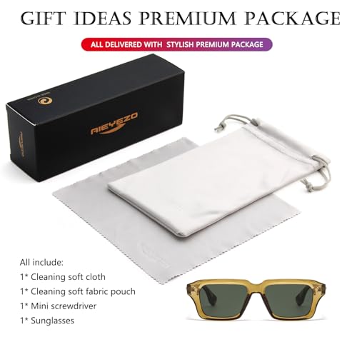 Image of AIEYEZO Rectangle Sunglasses for Men Women Fashion Square Frame Sun Glasses 90's Retro Designer Shades