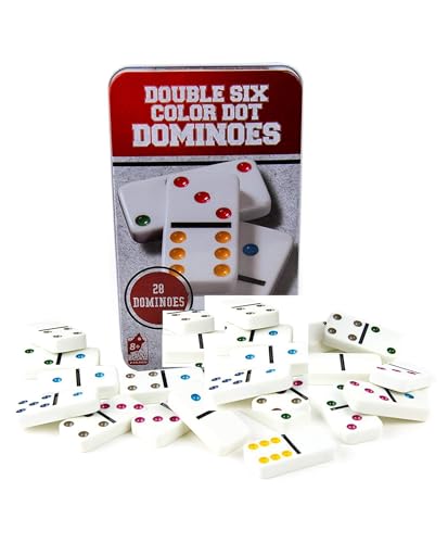 Toy Imagine Double Six Dot Dominoes Set - White Dominoes 28 Piece Set Toy in Tin Case 6 Dot Dominoes Match & Educational Game (Multicolor) for Kid (B0CKFCJBVH) Amazon Price History, Amazon Price Tracker
