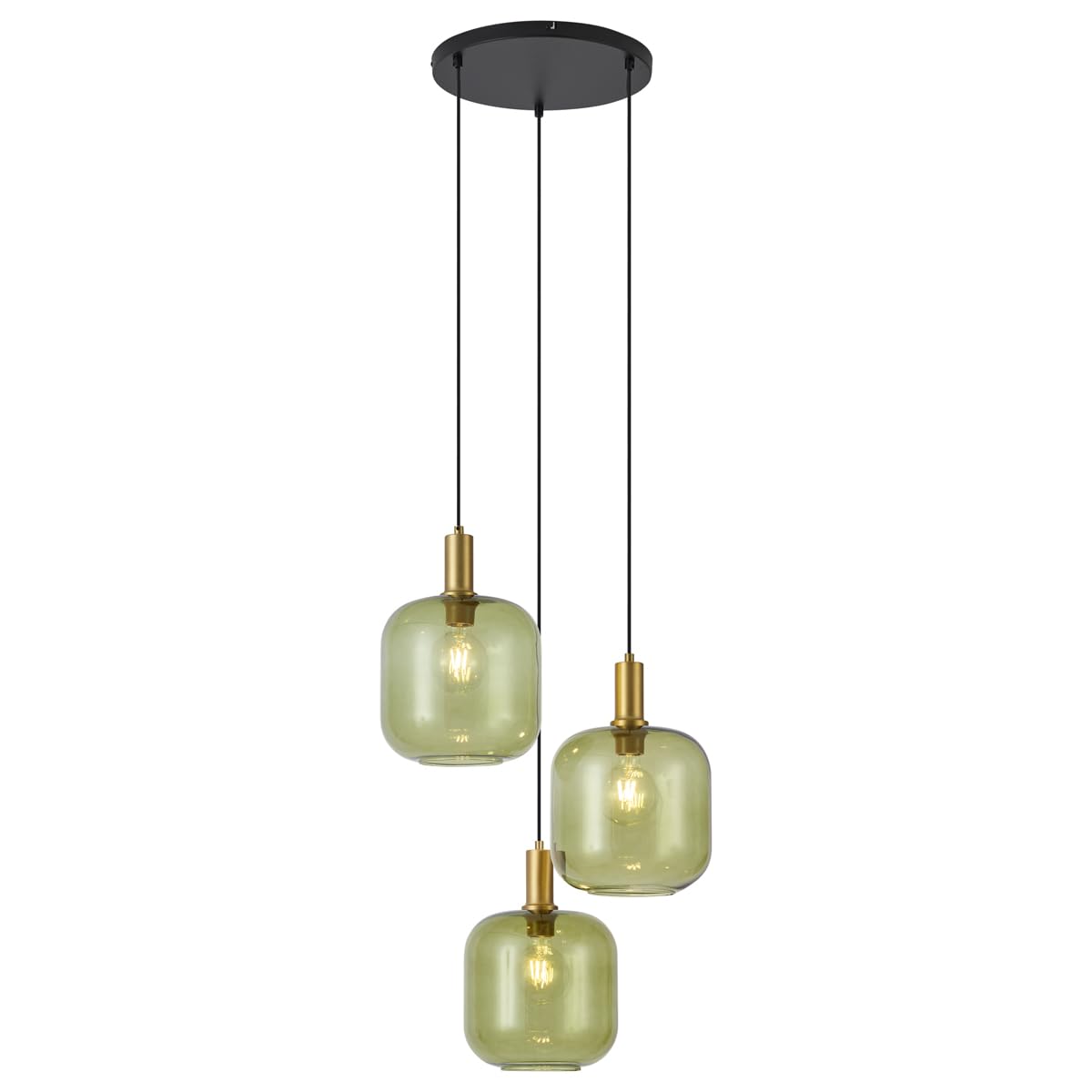 Qazqa art déco lámpara colgante con pantalla (3 luces) negro Zuzanna