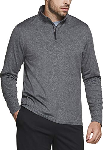 TSLA Men's Quarter Zip Thermal Pullover Shirts, Winter Fleece Lined Lightweight Running Sweatshirt