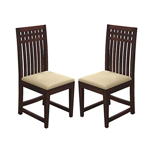 Image of Wooden DiningChairs Only | Wooden Dining Chairs | Dining Room Furniture with Cushions | Dining Chair Set of 4 | Study Chair with Cushions for Dining (Walnut Four Seats)