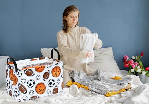Image of DUYIY Rectangle Gift Storage Basket Home Shelf Storage Basket Organizer Box Clothes Laundry Hamper Nursery Basket Laundry Basket with Handles (Color Balls)