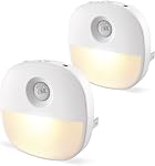 Lyridz Prise de lumière nocturne du détecteur de mouvement, [4 Boîte] 2-in-1 Modes automatiques (Motion activée) + Dusk à Dawn), 1-50LM Veilleuse dimmable 2700K Blanc chaud pour les escaliers, Hallway, Salle de bains - Ultra Mince