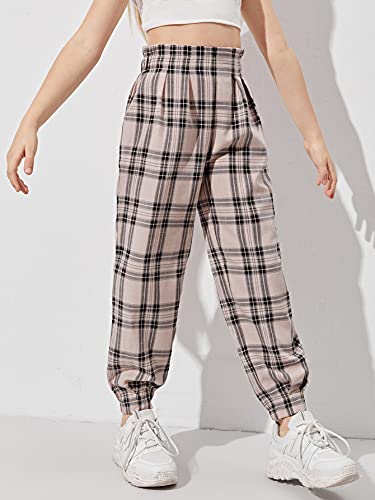 Soly Hux Girl's Casual Elastic High Waisted Plaid Pants With Pockets Multicoloured 11-12Y #TOP2