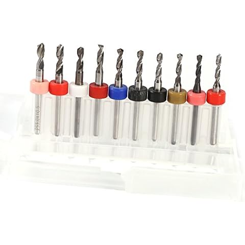 Micro Drill Bits, 10 Piece PCB Board Cement Carbide Mini Micro Drill CNC 2.1mm to 3.0mm (2.1, 2.2, 2.3, 2.4, 2.5, 2.6, 2.7, 2.8, 2.9, 3.0mm) Cover