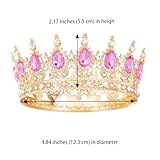 Feltent Pink Crown for Women Crystal Tiara and Queen Crown for Women Wedding Headband for Bride Hair Accessories for Costume Birthday Party Cake Decoration Prom