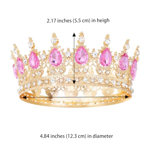 Feltent Pink Crown for Women Crystal Tiara and Queen Crown for Women Wedding Headband for Bride Hair Accessories for Costume Birthday Party Cake Decoration Prom