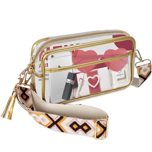 KJPHG Clear Bag Stadium Approved, Clear Crossbody Bag Adjustable Shoulder Strap for Concerts Sports Events Festivals