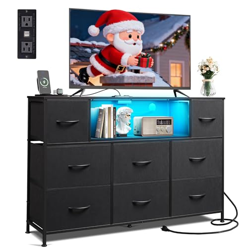 WLIVE Black Dresser TV Stand for 45, 50, 55 inch TV,...