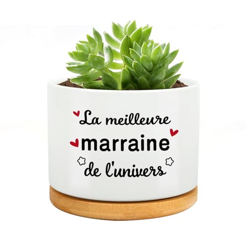 RRIGETEN Cadeau Marraine Pot De Fleur,Cadeau Parrain Marraine Bapteme,Cadeau pour Marraine,Cadeau Marraine Noel,Fete des Meres,Saint Valentin