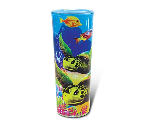 Puzzled Sea Turtle Full Print Underwater Shooter Shot Glass 1.84 Oz Quality Glassware for Bar Collection Novelty Liquor/Spirits Drinking Glass - Marine Life Beach Animal Nautical Theme