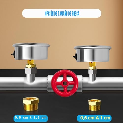 Miniatura 4 de Manómetro Hansfelds 0 40 Bar Psi, Dial De 63 Mm, Latón, Conexión Trasera G1 4 Bsp, Relleno De Líquido Glicerina , Clase De Precisión 1.6, Incl. 2 Reductores A 3 8 Y 1 2 .