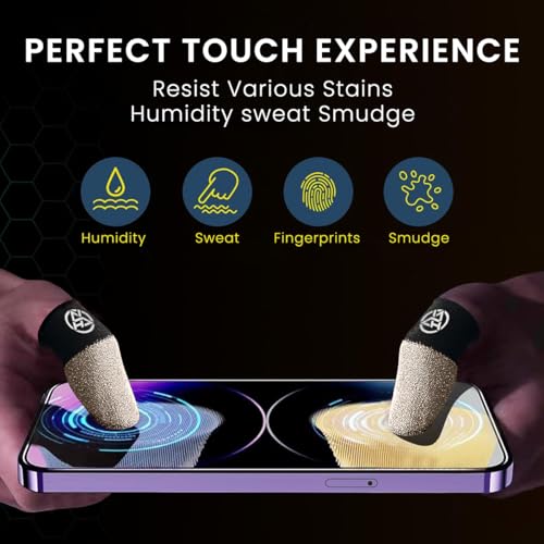 Image of ZORBES 4Pcs Silver Fiber Gaming Finger Sleeves for PUBG Mobile Games