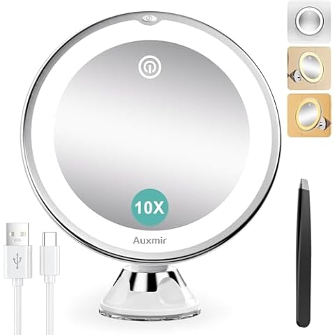 Auxmir 10X Rechargeable LED Makeup Mirror Cover