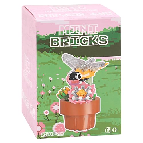 Lesser & Pavey Mini Bricks Flower With Dragonfly Building Blocks For Home & Office, Flower With Dragfly - Image 2