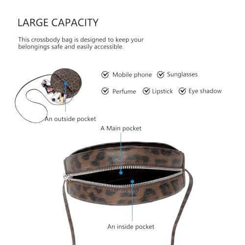 Image of Circle Crossbody Bag for Women NYLON Circle Purse with Zipper Adjustable Knot Shoulder Straps