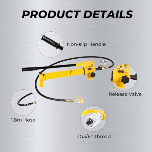 Image of SUZANNE Hand Operated Hydraulic Pump - 2 Speed, 10000 PSI with Pressure Gauge, 1.8m Hose, 900cc Capacity - Single Acting Manual Pump for Industrial Use, Model CP-700B