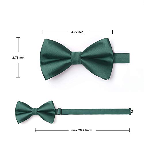 Image of HISDERN Bow Ties for Men Solid Color Pre-Tie Bow Tie and Pocket Square Set Classic Formal Tuxedo Bowties for Wedding Party
