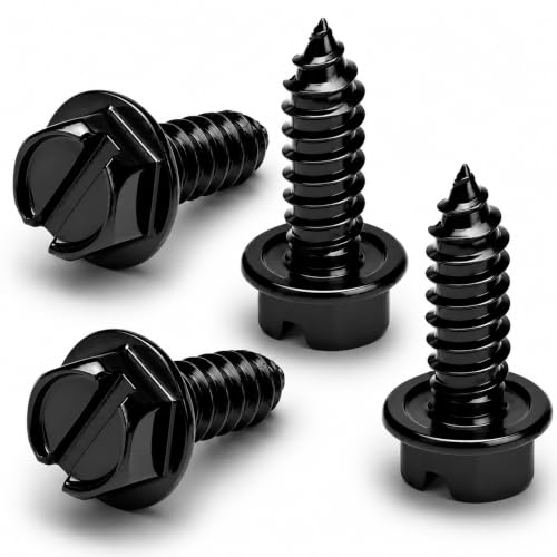 OttoSpeed Rustproof License Plate Screws (4-Pack, Black-Slotted)