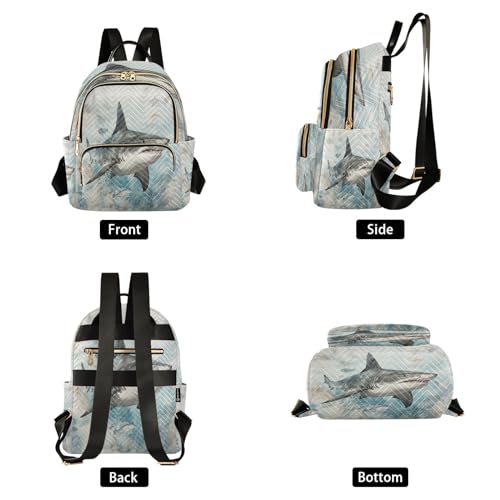 Image of ALAZA Shark Flying Women Backpack Purse Ladies Fashion Shoulder Bag Daypack Travel Bag 7.5L