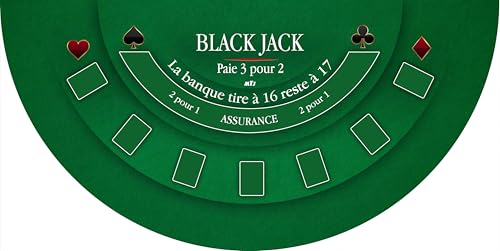 MTJ® Tapis de Casino Black Jack 140 x 70 cm - Jersey néoprène - Fabriqué en France (Vert)