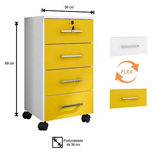 Conjunto Escritório Mesa com Gaveteiro Gávea e Estante Office Branco - Móveis Leão