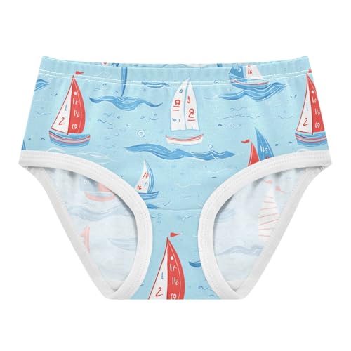 Wusikd Cute Sailboats Girls' Underwear Cotton Waves Girls Briefs Soft Toddler Underwear 2T