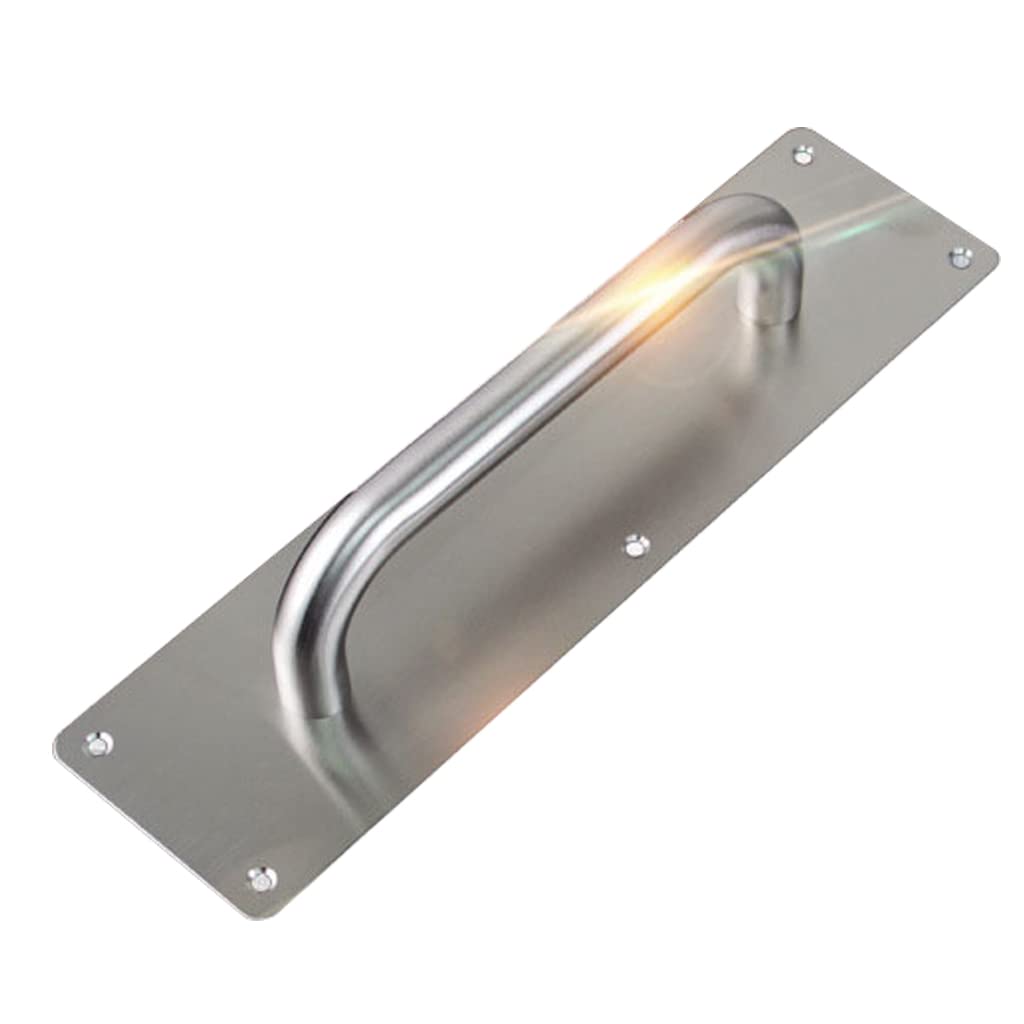 YROHGKPN Barn Door Handle with Flush Pull Push Plate Silver Handle for Kitchen Bathroom Closet Furniture Composite Door Patio Sliding Handles Replacement Silver
