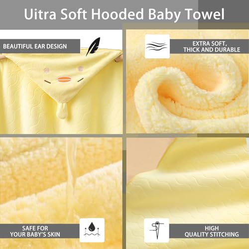 Image of Baby Hooded Towels,31 x 31 in Infant Super Soft Baby Bath Towels with Hood for Toddlers1-3,Highly Absorbent Viscose Hooded Towel for Boys, Girls, Newborn Essentials