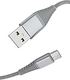 1 Piece USB C Fast Charging Cable 9.9ft (3m), Grey Nylon Braided USB A to Type C Charger Cord for Smartphone Cell Phone Tablet