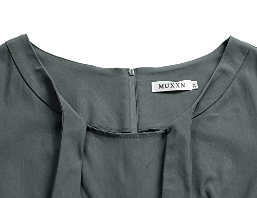 Image of MUXXN Women's Vintage 1950s Midi Crew Neck Short Sleeve Party Cocktail Work Casual Bodycon Dress