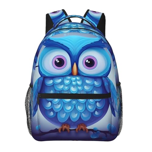 Sac à dos ordinateur ergonomique hibou bleu pour soulager le dos en voyage d'affaires