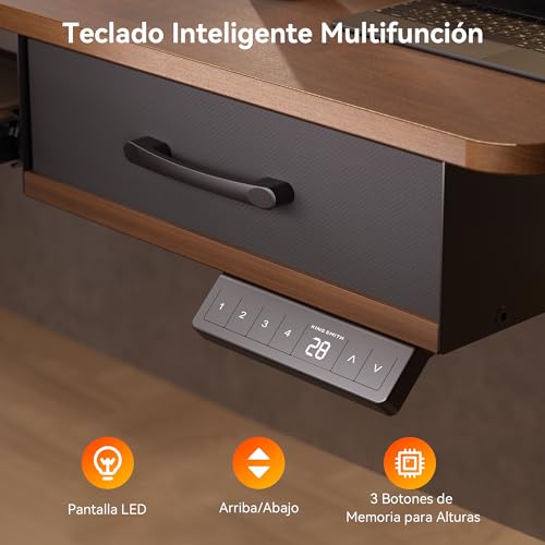 WALKINGDESK Escritorio Elevable Eléctrico con Bandeja para Teclado, 160 x 60 cm Escritorio Regulable en Altura, Mesa Elevable con Soporte Monitor, Mesa Ergonómico de Bipedestación, Negro Nogal - imagen 8