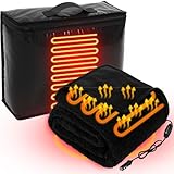 Riakrum 12v Heated Car Blanket for Extreme Cold, 58' x 43' Power Electric Black Blanket with 3 Heat Levels, Adjustable Temperature, Portable Truck SUV Rv Winter Snow Travel, Cigarette Lighter Power