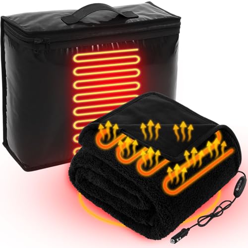 Riakrum 12v Heated Car Blanket for Extreme Cold, 58