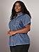 Agnes Orinda Plus Size Denim Shirts for Women Short Sleeve Chambray Button Down Shirts Casual Shirt 2X Blue