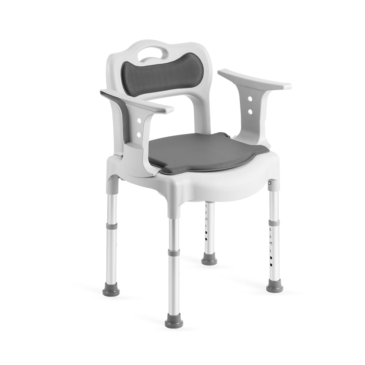 Sedia Comoda per Doccia in Alluminio con Altezza Regolabile – Seduta Ergonomica con Schienale e Braccioli Removibili