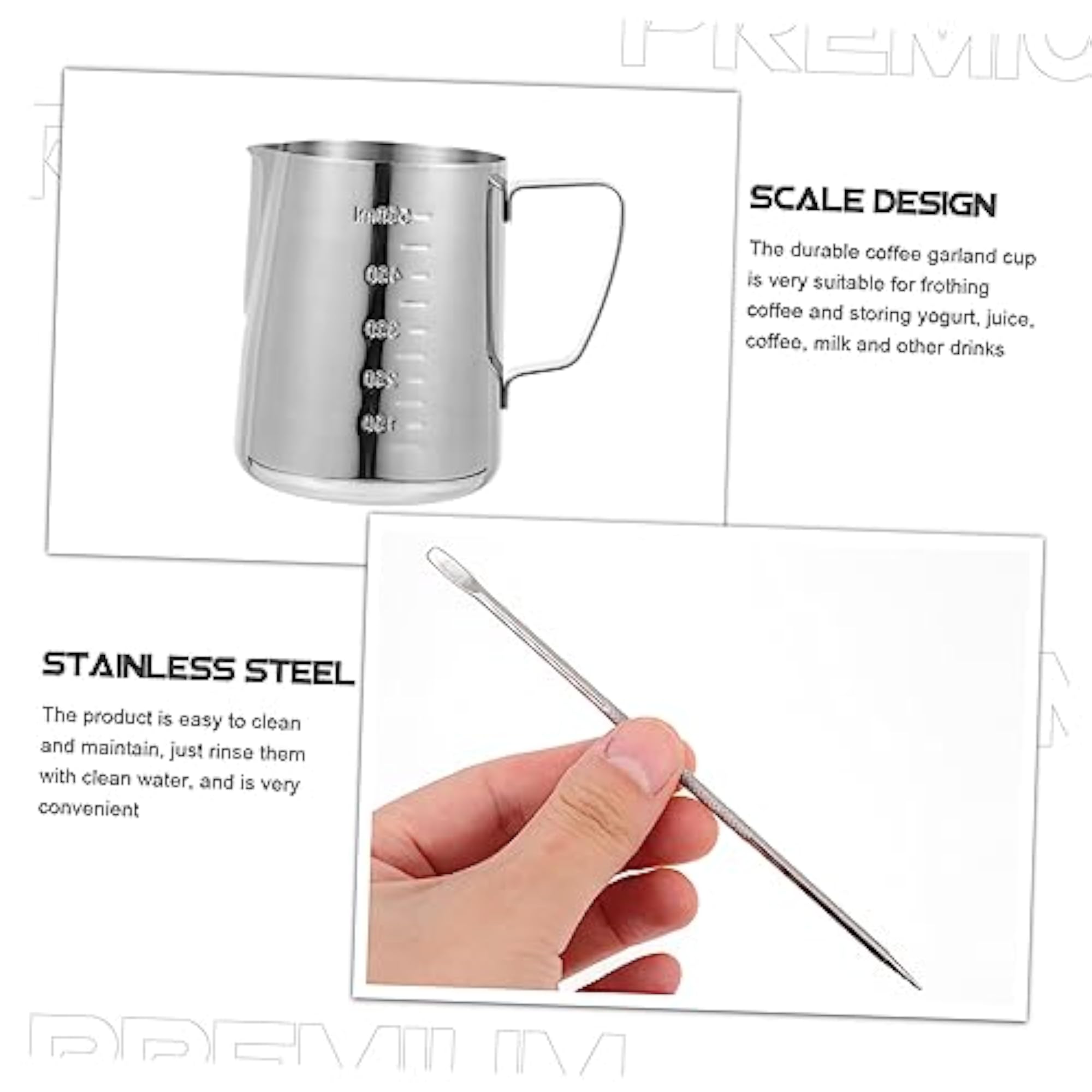 Stainless Steel Milk Frothing Pitcher Set, 2-Piece