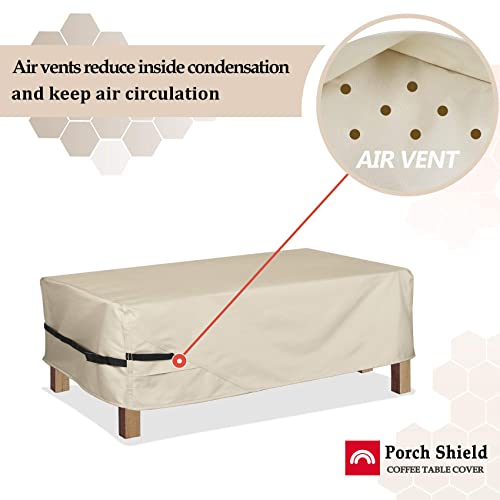 Porch Shield Patio Coffee Table Cover - Waterproof Outdoor Furniture Rectangular Small Table Covers 40 X 22 Inch, Beige #TOP4