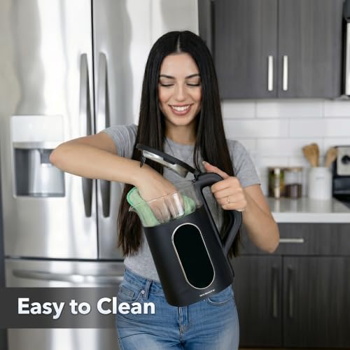 Image of OVENTE 1.7L Electric Kettle with Digital Touchscreen, 1500W, Black KD96B | Fast-Boiling Water Heater, Double-Wall Cool-Touch, 5Hr Keep Warm, Auto Shut-Off, Boil-Dry Protection, Borosilicate Glass