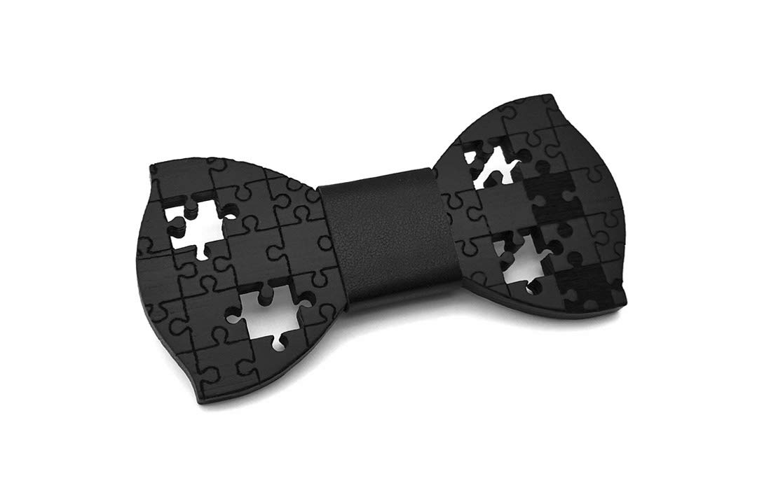Papillon legno GIGETTO Puzzle Nodo Ecopelle Nero Made in Italy